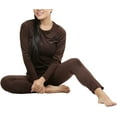 thumbnail image 5 of ToBeInStyle Women's Soft Velvet Long Sleeve Top and Bottom Thermal Set, 5 of 7
