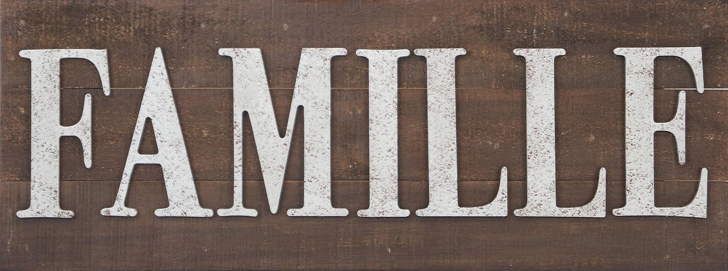 Plaque de Famille hometrends en bois avec lettres en relief
