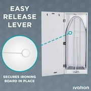 Ivation Ironing Board, Wall Mounted Ironing Board Cabinet W/Left Side Door & Release Lever, White
