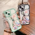 thumbnail image 3 of iPhone 12 Pro Case with Cute Flowers Bear Pattern, Camera Protector, Clear Case and Lovely Strap Bracelet Chain, Compatible for iPhone 12 Pro for Girls Women (Blue), 3 of 15