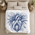 thumbnail image 5 of Anatomical Heart Lantern with Botanical Branches, Gothic Blue Line Art Motif for Anatomy Lovers, Birthday Gift, Cozy Flannel Blanket for Study Room and Bedroom, Artistic Home Decor, 5 of 9