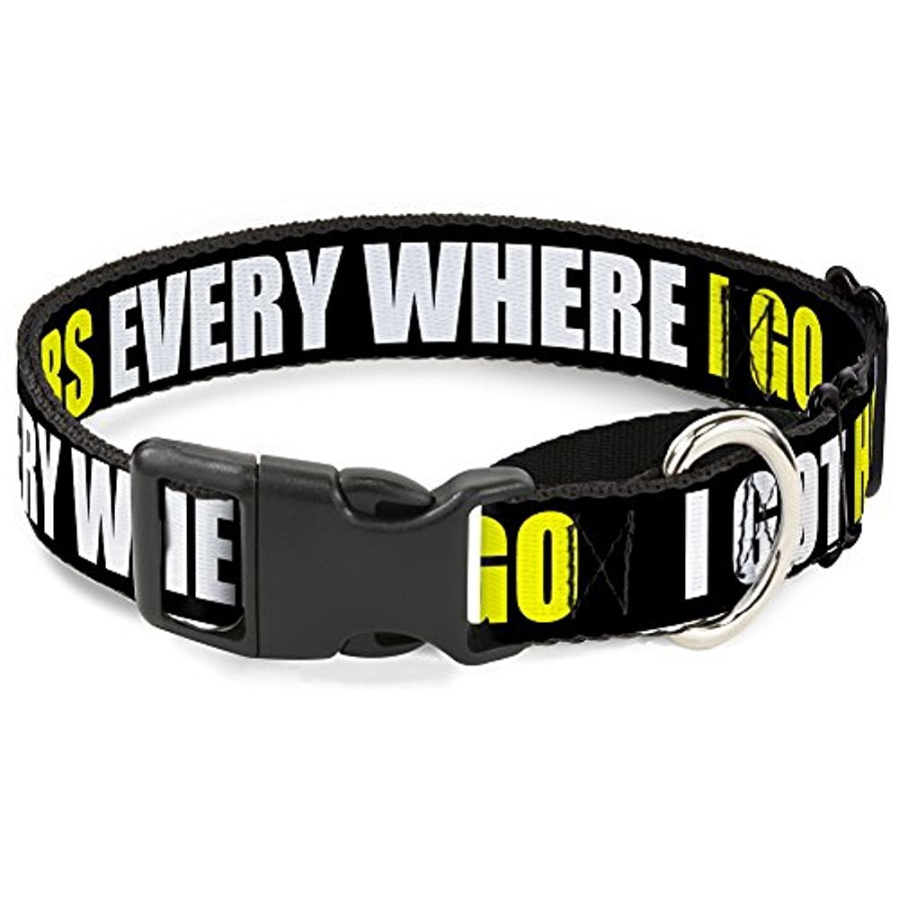 buckle-down mgc-w30928-l i got haters everywhere black white yellow martingale dog collar