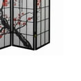 thumbnail image 2 of Plum Blossom Print Wood and Paper 4 Panel Room Divider, Red and Black - Saltoro Sherpi, 2 of 5