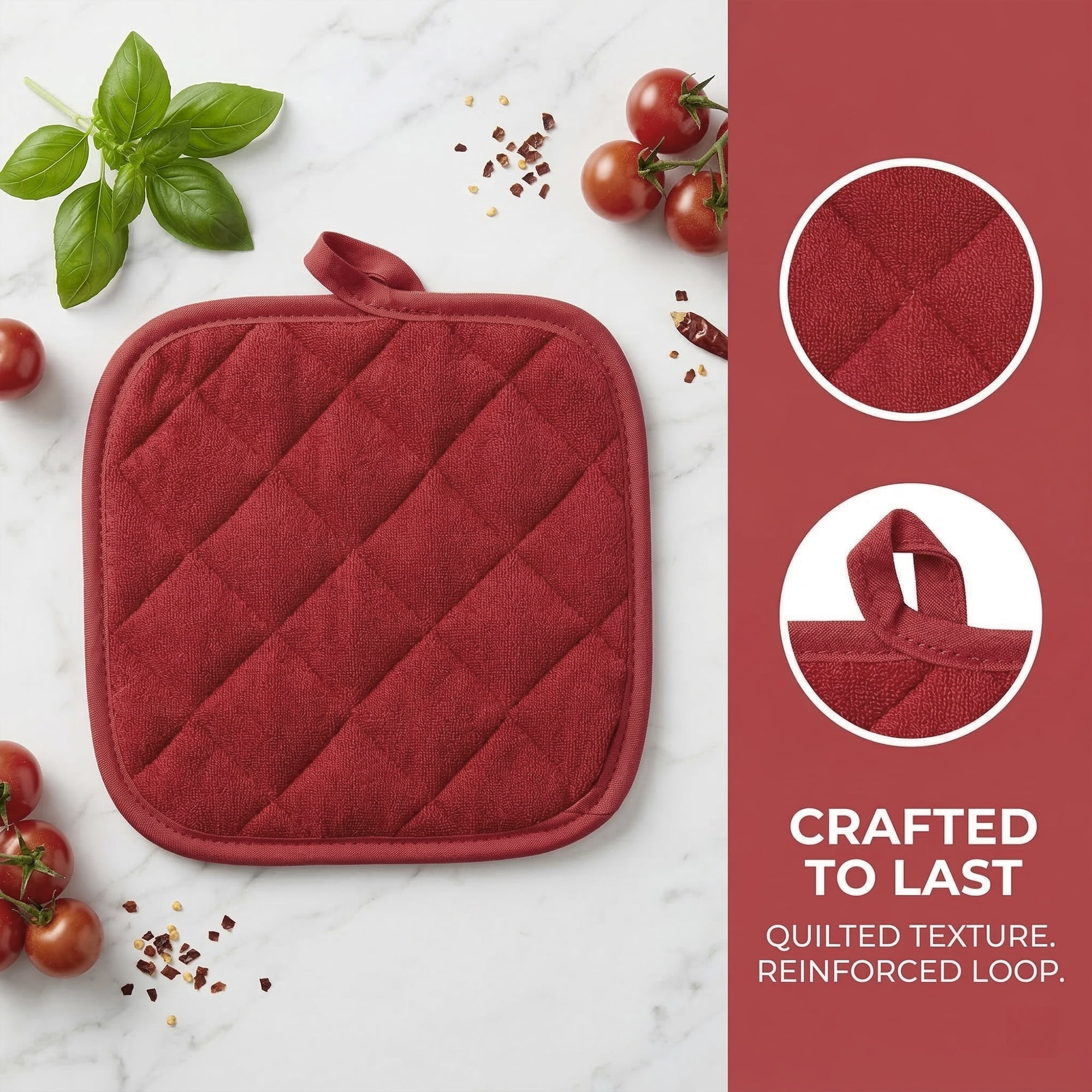 Unique Bargains Pot Holders Polyester Heat Resistant Trivets Non Slip Pads Red 2Pcs