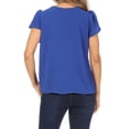 thumbnail image 3 of MOA Collection Women's Casual Pleated Front Petal Cap Sleeve Round Neck Blouse, 3 of 6