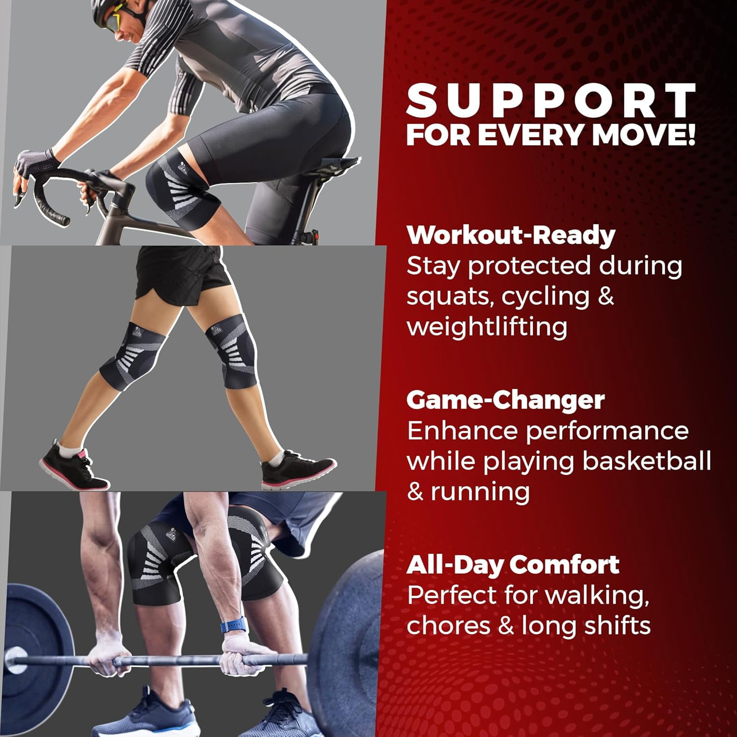 Nordic Lifting Knee Brace Sleeve Support for Men and Women Knee Compression for Arthritis Pain Relief - (Large Grey)