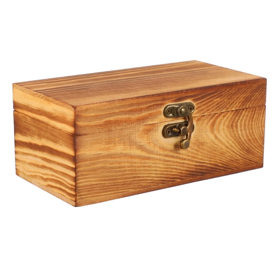 CRILSTYLEO 1Pc Wooden Tea Box Brown Pine Wood Lid Storage Container for Home Tea House