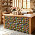 thumbnail image 5 of Colorful Rhombic Cabinet Curtains 28"x51" Sink Skirt for Bathroom Kitchen, Abstract Geometric Art Vintage Rustic Self Stick Adhesive Under Desk Covers Tall Laundry Cabinet Storage Organizer, 5 of 8