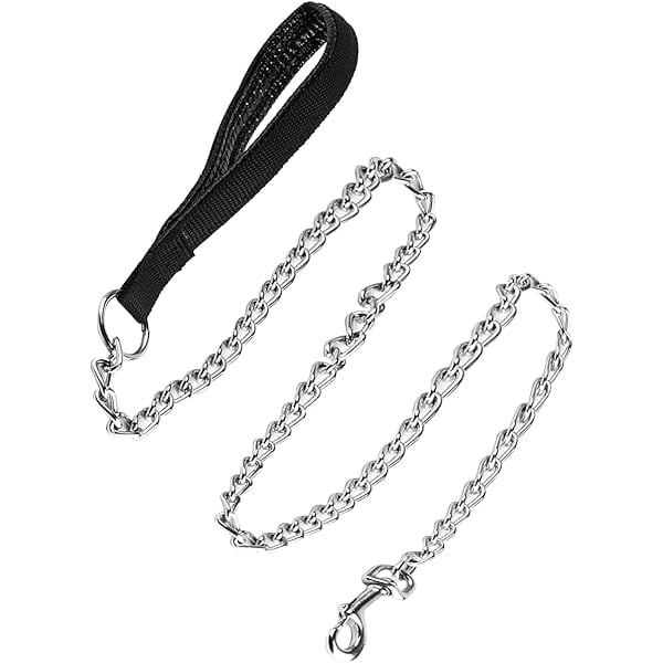 Eryueer Metal Dog Training Lead Chew Proof 3.93FT/1.2M Chain Leash with Soft Handle for Small to Large Dogs