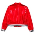 thumbnail image 2 of LiiYii Kids Girls Shiny Hip Hop Jazz Dance Jacket Coat Stand Collar Long Sleeve Zipper Outerwear Coat Red 16, 2 of 9