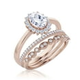 thumbnail image 3 of Beautiful Minimalist 2.50 Carat Oval Cut Diamond Moissanite Engagement Ring, Classic Halo Wedding Ring, Two Matching Band in 10k Solid Rose Gold Band, Gift For Her, Promise Ring, Anniversary Ring, 3 of 3