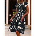 thumbnail image 4 of Cuteduck Womens Summer Belted Waist Dress Geometric Print Cap Sleeve Fashion Pleated Skirt S-XL, 4 of 6