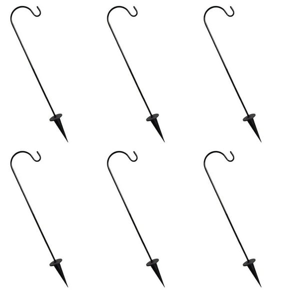 LNGOOR 6 Pcs Support de Lampe d'Extérieur avec Piquet, Support Alimenté, Crochet, Lumières Solaires pour l'Extérieur, Noir