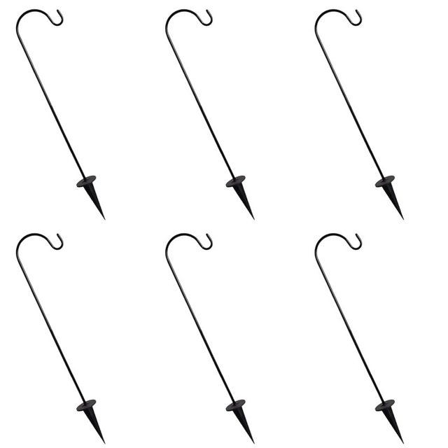 LNGOOR 6 Pcs Support de Lampe d'Extérieur avec Piquet, Support Alimenté, Crochet, Lumières Solaires pour l'Extérieur, Noir