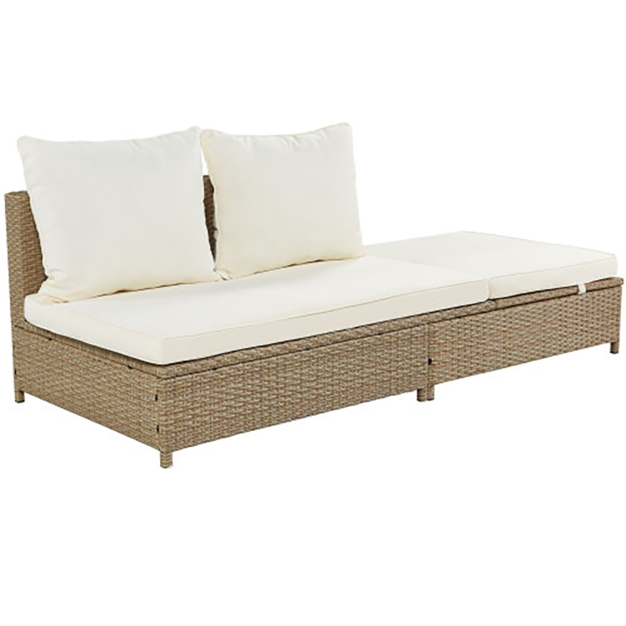 Kadyn All Weather PE Wicker Sectional Set with Adjustable Chaise Lounge Frame and Tempered Glass Table, Patio 3-Piece Rattan Sofa Set ， Brown