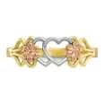 thumbnail image 5 of 10K Two-Tone Gold Ring Band Themed & Rhodium Double Heart, Size 8, 5 of 5
