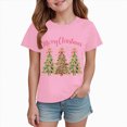 thumbnail image 6 of sdbrld Christmas Shirts for Kids Girl Xmas Cute Graphic Tshirts Cartoon Short Sleeved Tee Tops Pink Sizes 5-6 Years, 6 of 6