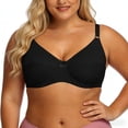 thumbnail image 2 of UVEASISHA Full Figure Bras for Women Plus Size Wireless Bralette Scalloped Full Coverage Minimizer Bras Push Up Everyday Bras Black 3XL, 2 of 6
