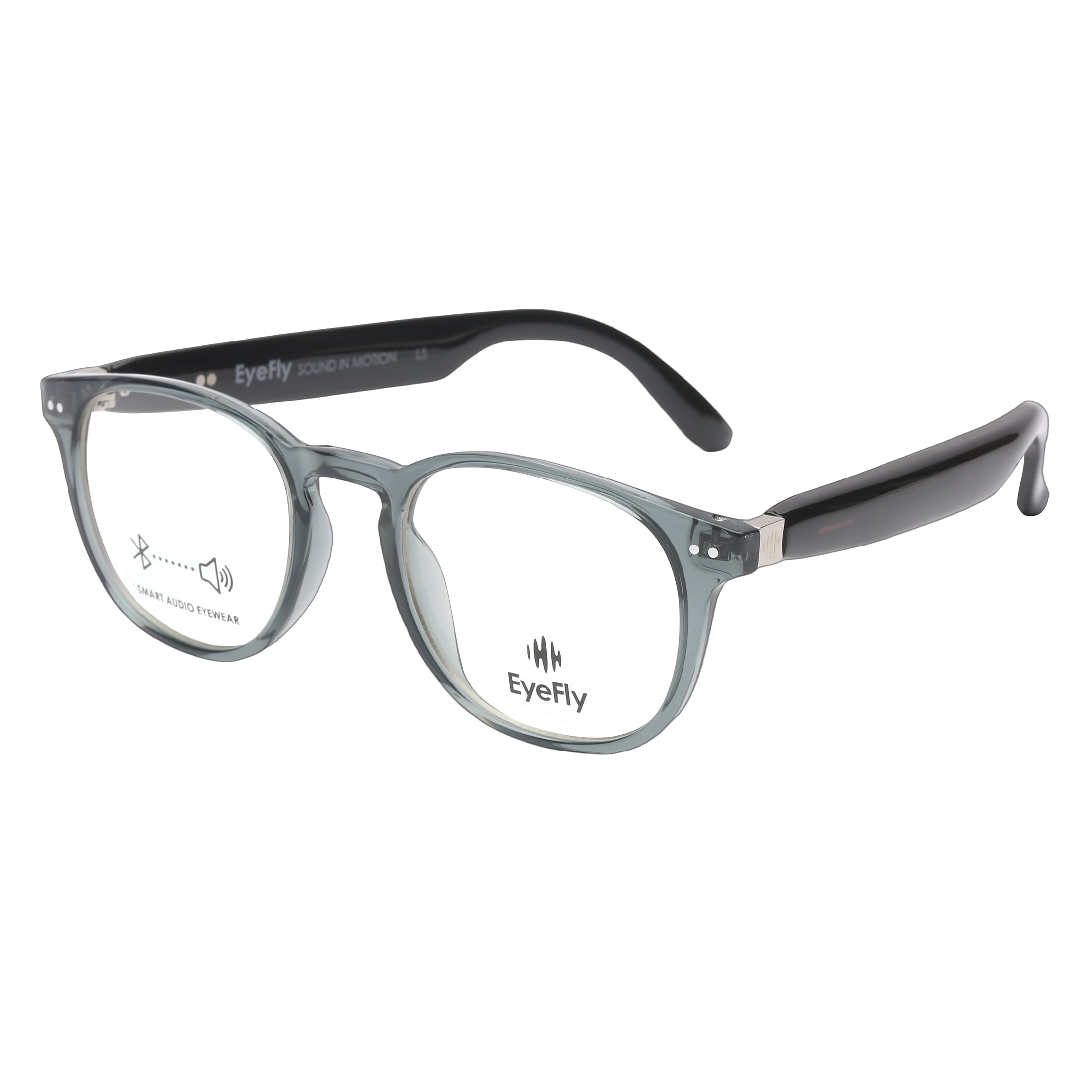 Eyefly Melody Prescription Ready Bluetooth Rechargeable Unisex Eyeglasses, Blue Crystal, Includes Case