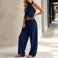 thumbnail image 5 of Two Piece Sets for Women Dressy Casual Plus Size Summer 2026 Solid-Color Sleeveless Top Pocket Elastic Waist Pants Sets, 5 of 7
