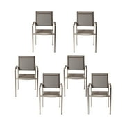 Pangea Home David Aluminum Frame Patio Dining Char in Gray (Set of 6)