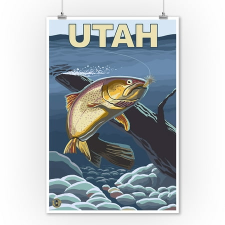 Cutthroat Trout Fishing - Utah - LP Original Poster (9x12 Art Print, Wall Decor Travel