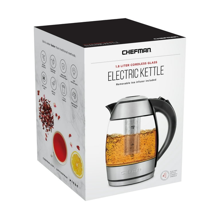 Chefman 1.8 Liter Electric Kettle, Stainless-Steel