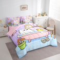 thumbnail image 2 of Feelyou Cartoon Halloween Ghost Twin Bedding, Kawaii Duck Mushroom Bedding Comforter Set, Purple Pink, Pink Reversible, 7-Piece, 2 of 7