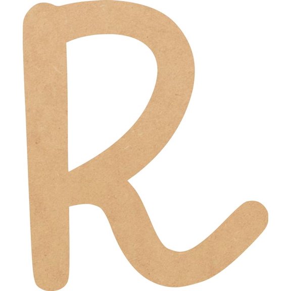 MDF Letter (R) Unfinished Craft, 10'' Tall Paintable DIY, Script Bright Candy Font