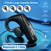 Bone Conduction Ear Hook Bluetooth 5.1 Wireless Earphone Headphone HiFi IPX5 Waterproof with Microphone-Black