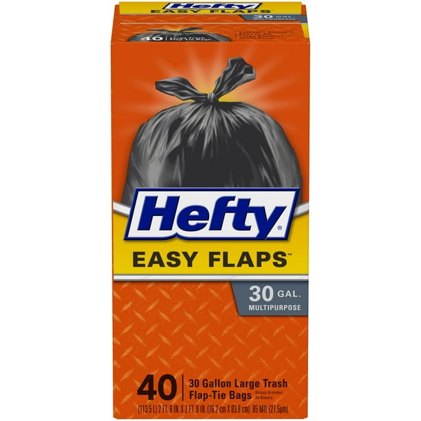 Hefty® Multipurpose Trash Bags, 30 Gallon, 40 Bags (Easy Flap Tie
