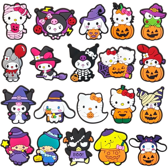 20-Piece Sanrio PVC Shoe Charms Pack, No-Repeat Cute Cartoon Shoes Decorations for Unisex