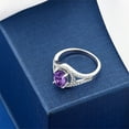 thumbnail image 3 of Gem Stone King 925 Sterling Silver Purple Amethyst Women's Engagement Ring (1.81 Cttw Oval Gemstone Birthstone, Size 5), 3 of 4