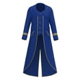 thumbnail image 7 of Double Layer Steampunk Long Coat, Gold Trim Victorian Long Tail Coat, Double Layer Steampunk Formal Tailcoat for Halloween Noble Pirate Magician Cosplay, Medieval Vintage Stage Costume, Blue S, 7 of 7