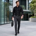 thumbnail image 4 of AZoiNM Men's Slim Fit Wrinkle-Free Casual Long Sleeve Shirt Floral Print Color Block, 4 of 11