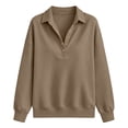 thumbnail image 6 of JOANKDMI Womens Collar Sweatshirt Button Down V Neck Pullover Tops Drop Shoulder Long Sleeve Loose Fit Fall Fashion Casual Lounge Wear Streetwear Outfits, 6 of 6