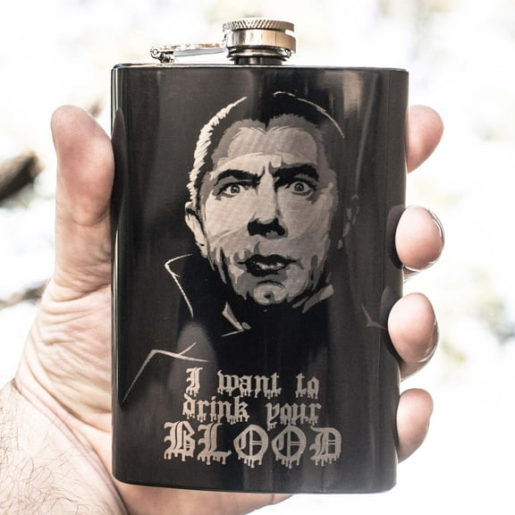 8oz BLACK I Want to Drink Your Blood Flask L1
