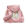 thumbnail image 3 of GYRATEDREAM Toddler Baby Girls Lightweight Hooded Jacket Outwear Kids Butterfly Print Zipper Outdoor Windbreaker Children Spring Fall Trench Coat for 13 Months-8 Years, 3 of 7
