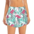 thumbnail image 2 of Fuzoiu Flamingo Print Women's Athletic Shorts, Double-Layer Running Shorts with Pocket,Women's Workout Shorts for Yoga, Gym, and Workouts-Medium, 2 of 7