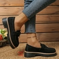 thumbnail image 5 of Rokment Womens Platform Chunky Oxfords Dress Shoes 2026 Spring Fashion Casual Suede Beads Slip on Penny Loafers Mary Jane Walking Flat Black Size 6.5, 5 of 7