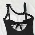 thumbnail image 7 of VISALY Women's One Piece Swimsuit One Shoulder Scalloped Ribbed Swimsuits Slimming Bathing Suit Full Coverage Modest Slimming Swimwear Tummy Control One Piece Beach Bathing Suit Black L, 7 of 7