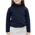 thumbnail image 3 of lcziwo Girls Fall Winter Warm Turtleneck Long Sleeve Shirts Solid Casual Cotton Tops Kids Pullover Sweater, Navy, 6 Years, 3 of 7
