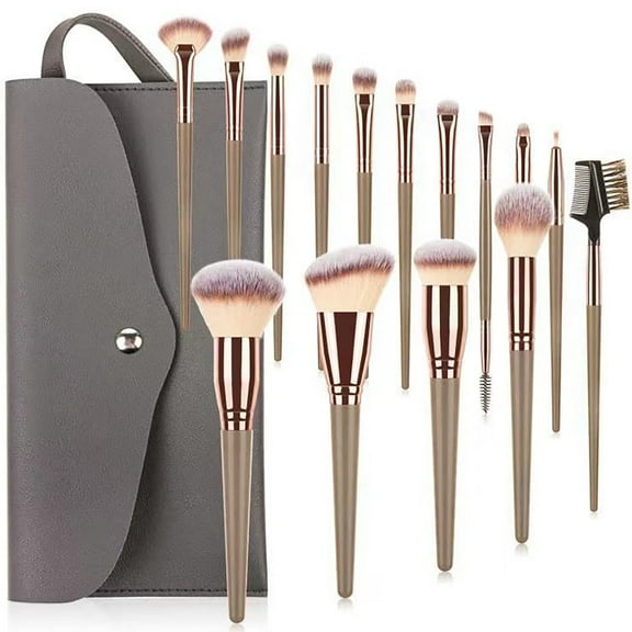 HQeiBH Makeup Brush Set 15pc, Make up Brush Full Set Blush Foundation Concealer Eyeshadow Brushes Beauty Tools with Storage Bag