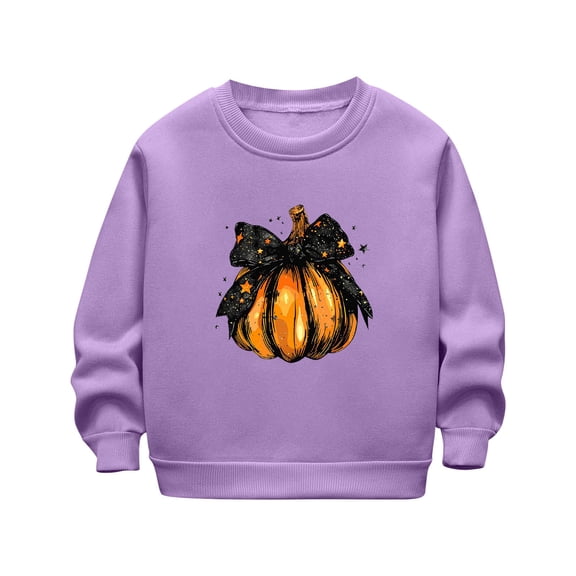 ZACPNCV Toddler Boys Sweatshirts Patterned Long Sleeve Pullover Crewneck Tops Shirts Purple 7-8 Years