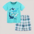 thumbnail image 2 of Kaprioy Baby Boy Clothes Boys Summer Outfits 18M 24M 3T 4T 5T 6T 7T Short Sleeve Cartoon Dinosuar Whale CrocodileT Shirt Elastic Waist Short With Pockets Toddler Boy Dinosuar Set, 2 of 7