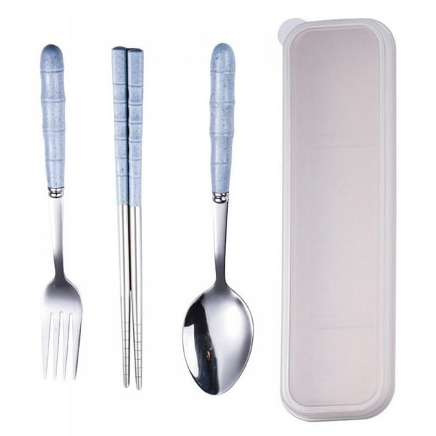 Travel Utensils 3pcs Stainless Steel Cutlery Set Portable Camp Reusable