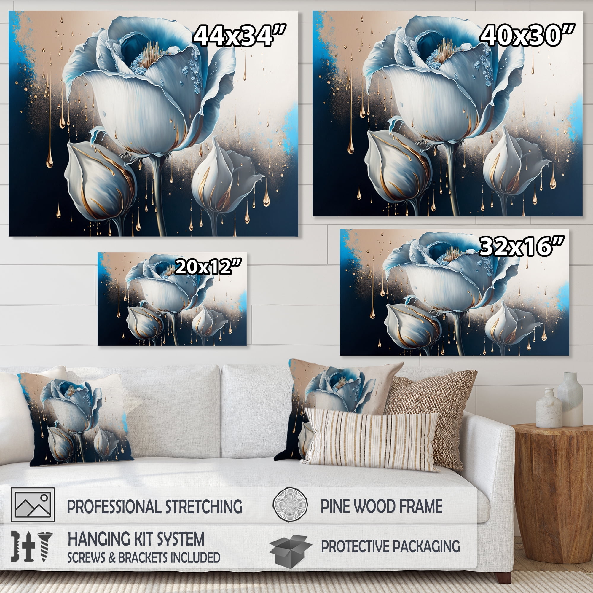 Designart Light Blue And White Cally Lillies II Canvas Wall Art
