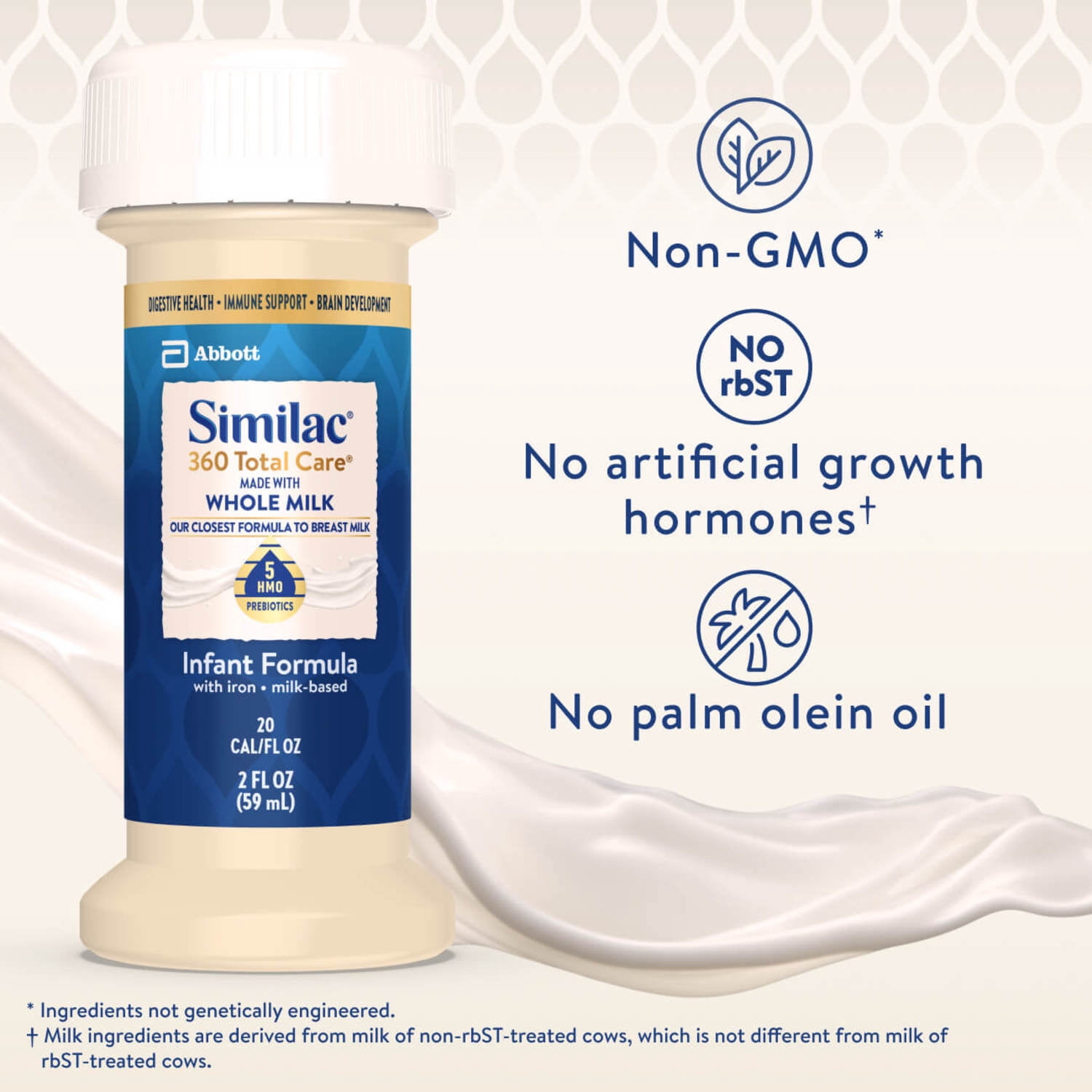Similac 360 Total Care Whole Milk Baby Formula, Ready-to-Feed, 2 fl oz, 12 Pack