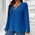 thumbnail image 2 of Turilly Women Solid Color Plus Size Fall And Winter Long Sleeve V-Neck Metal Buckle Sweater Loose Sweater Tops, 2 of 6