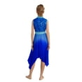 thumbnail image 2 of SiiRoh Girls Glittery Sequin Lyrical Praise Dance Dress Gradient Color Liturgical Worship Tunic Blue 8, 2 of 7